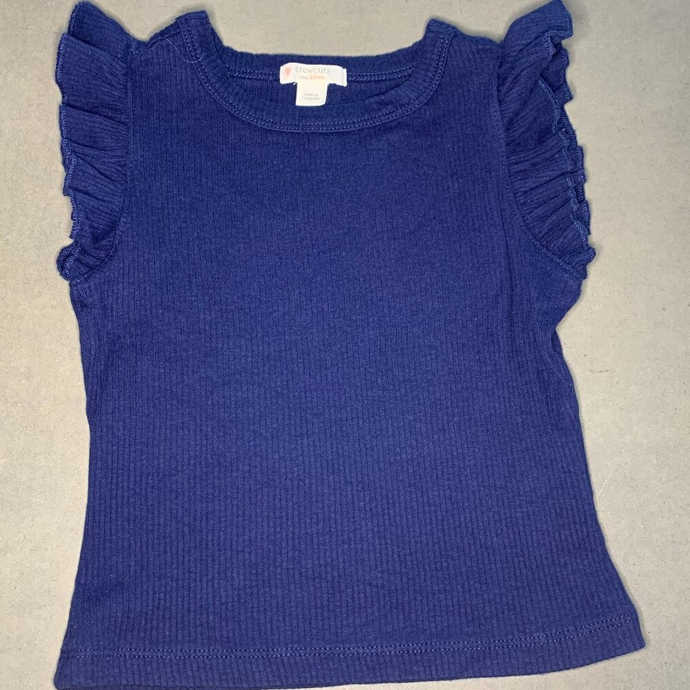 Crewcuts Ruffle Sleeve Knit Top | Blue | Size XS (4–5)